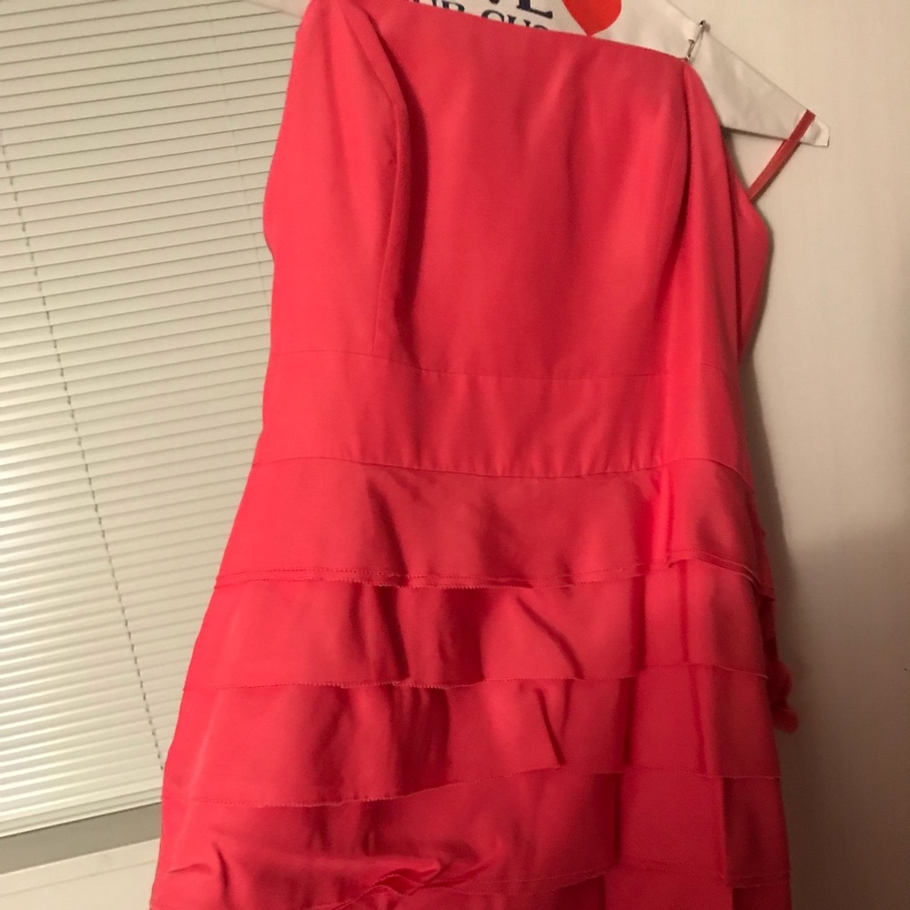 Coral strapless dress